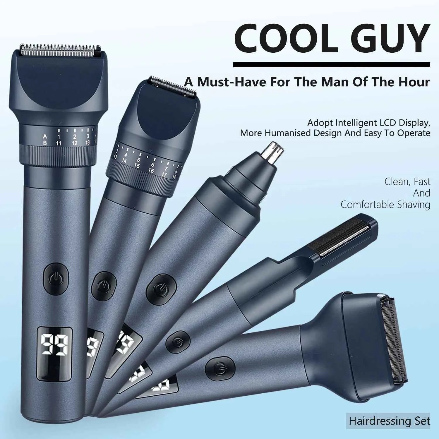 Professional 5 in 1 Complete Body Grooming System – IPX6 Waterproof Cordless Shaver & High Precision Trimmer Kit