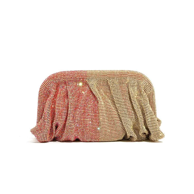 Shiny Rhinestone Crystal Fold Evening Clutch