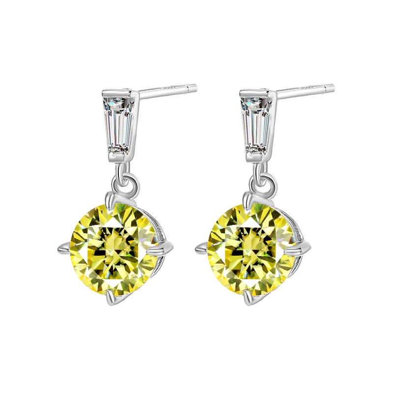2CT True Teal Moissanite Drop Earrings