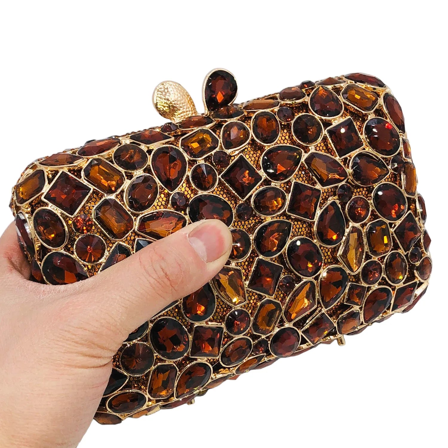Brown Crystal Evening Clutch