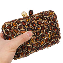 Brown Crystal Evening Clutch