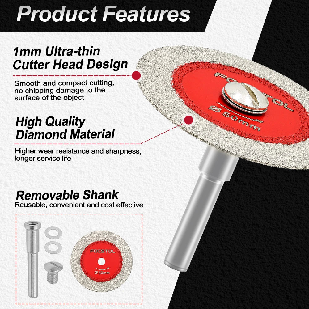Mini Brazed Cutting Disc Saw Blade | Glass Jade Crystal Tile Marble Round Shank CE Certified 30–50mm