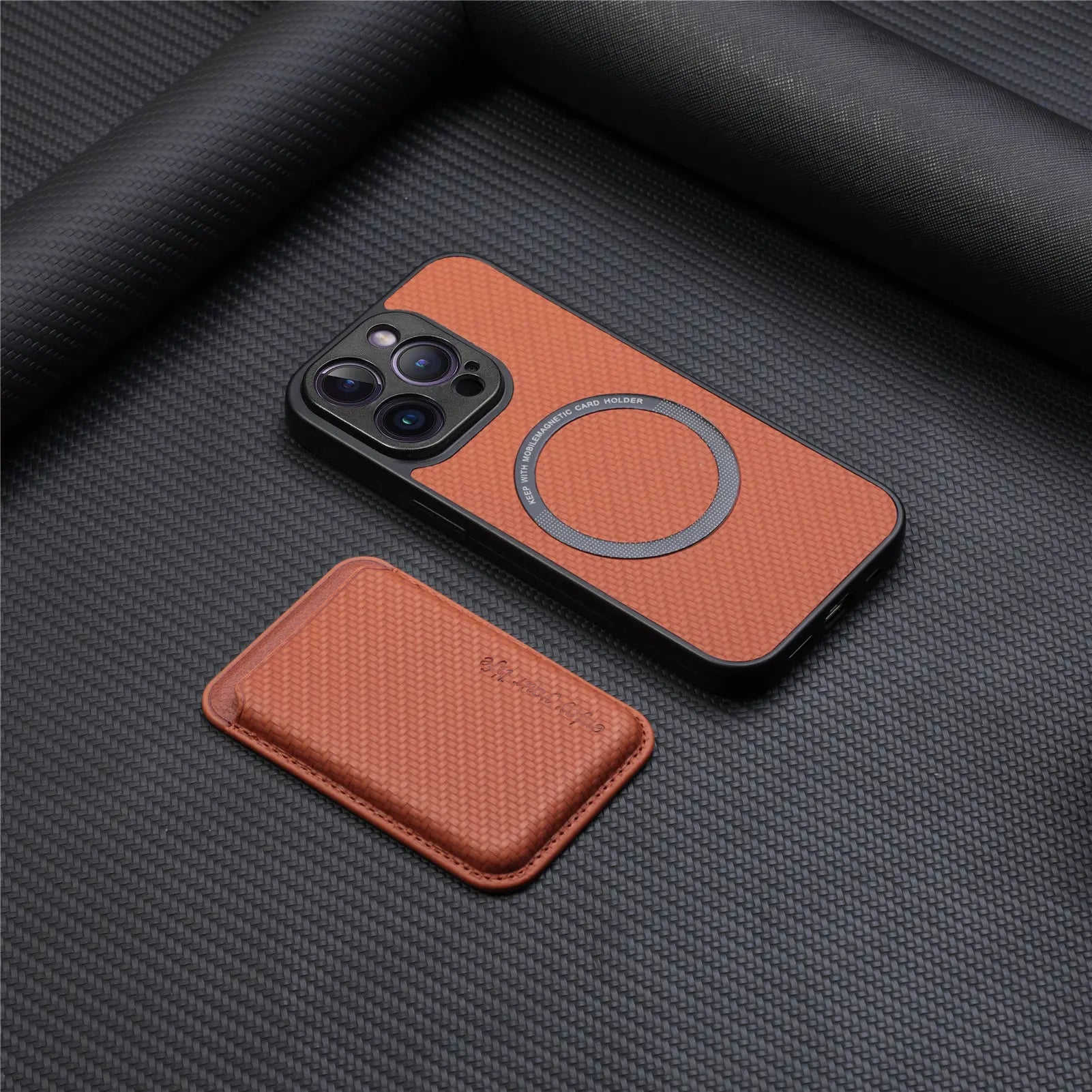 Carbon Fiber Style PU Leather MagSafe Case for iPhone 17 Air / Series (LM2) by Snagg A Phone Case
