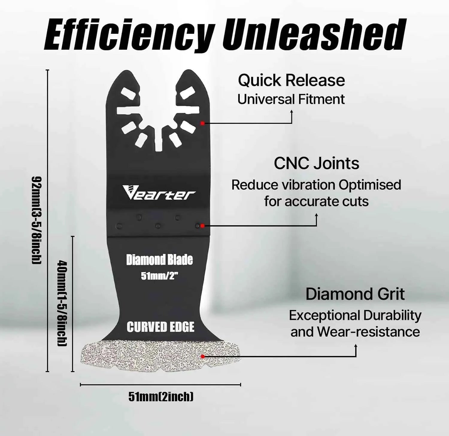 5pcs Diamond Multitool Blades with Adapter | Universal Quick-Release Grout Removal for Soft Tile Cement