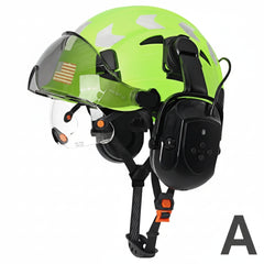 Safety Helmet With Bluetooth Earmuffs Double Visors Reflective Stickers by Snagg A Safety Helmet