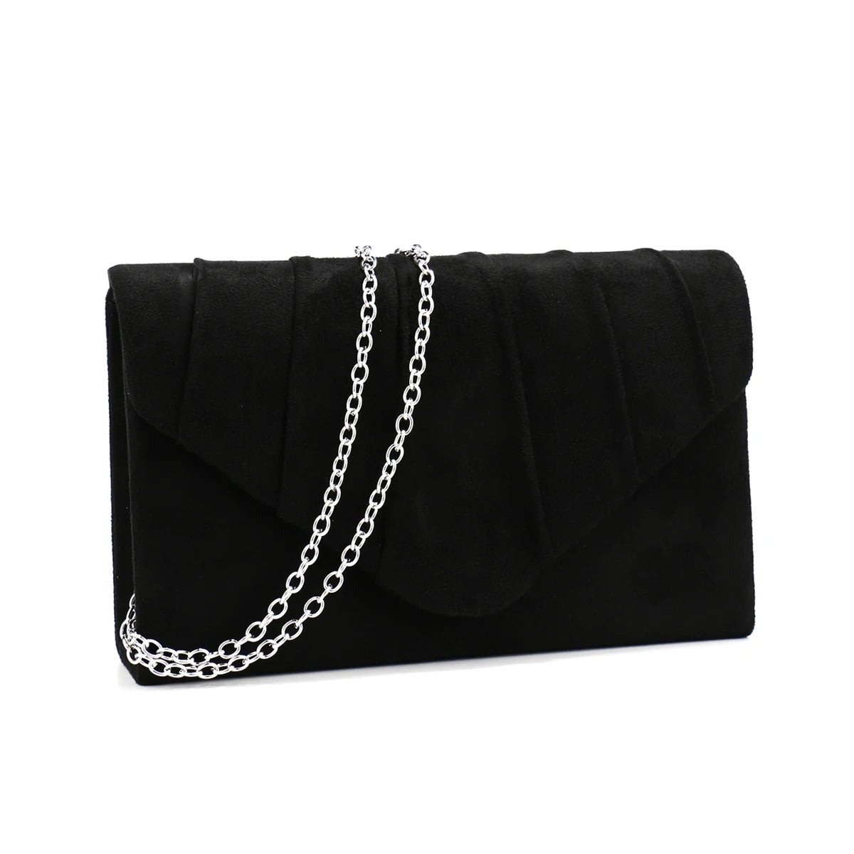 Silver Envelope Velvet Clutch