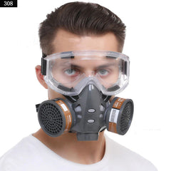 Gas Mask Respirator Set with Dual Charcoal Filters & Anti-Fog Glasses by Snagg A Face Mask