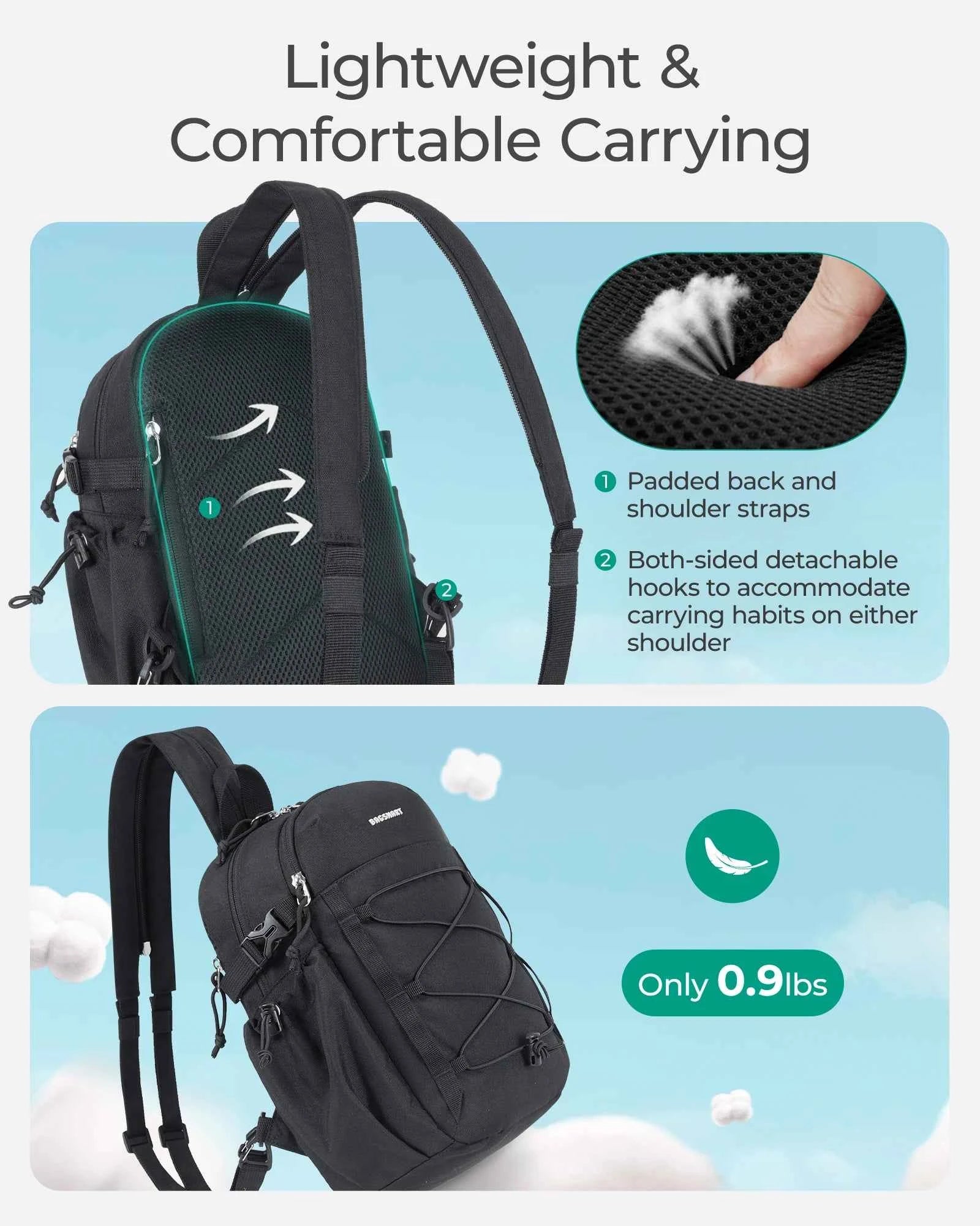 3-in-1 Sling Crossbody Backpack – Small Casual Travel & Sport Chest Shoulder Daypack (Below 20L)