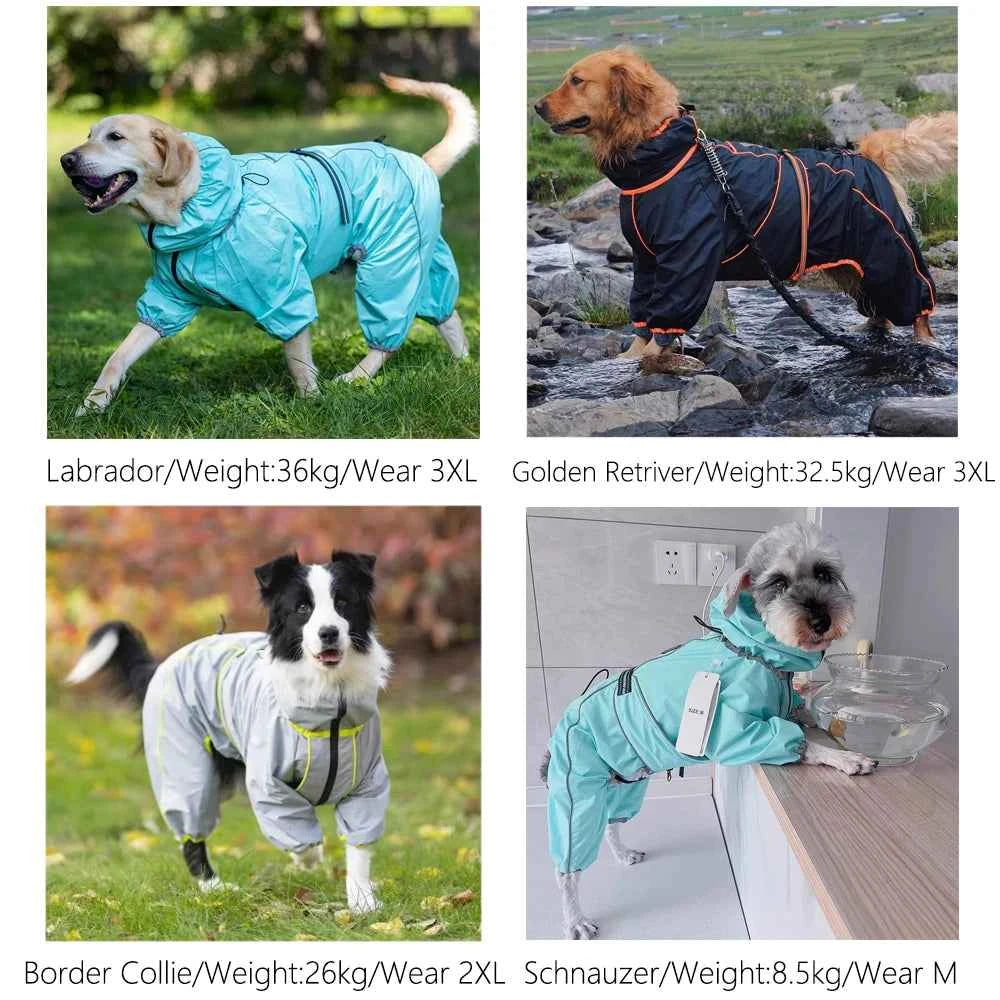 Waterproof Dog Rain Jacket for Large Dogs – Breathable Snow-Proof Windproof Outdoor Coat with Legs