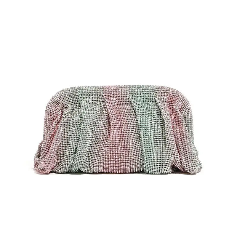 Shiny Rhinestone Crystal Fold Evening Clutch