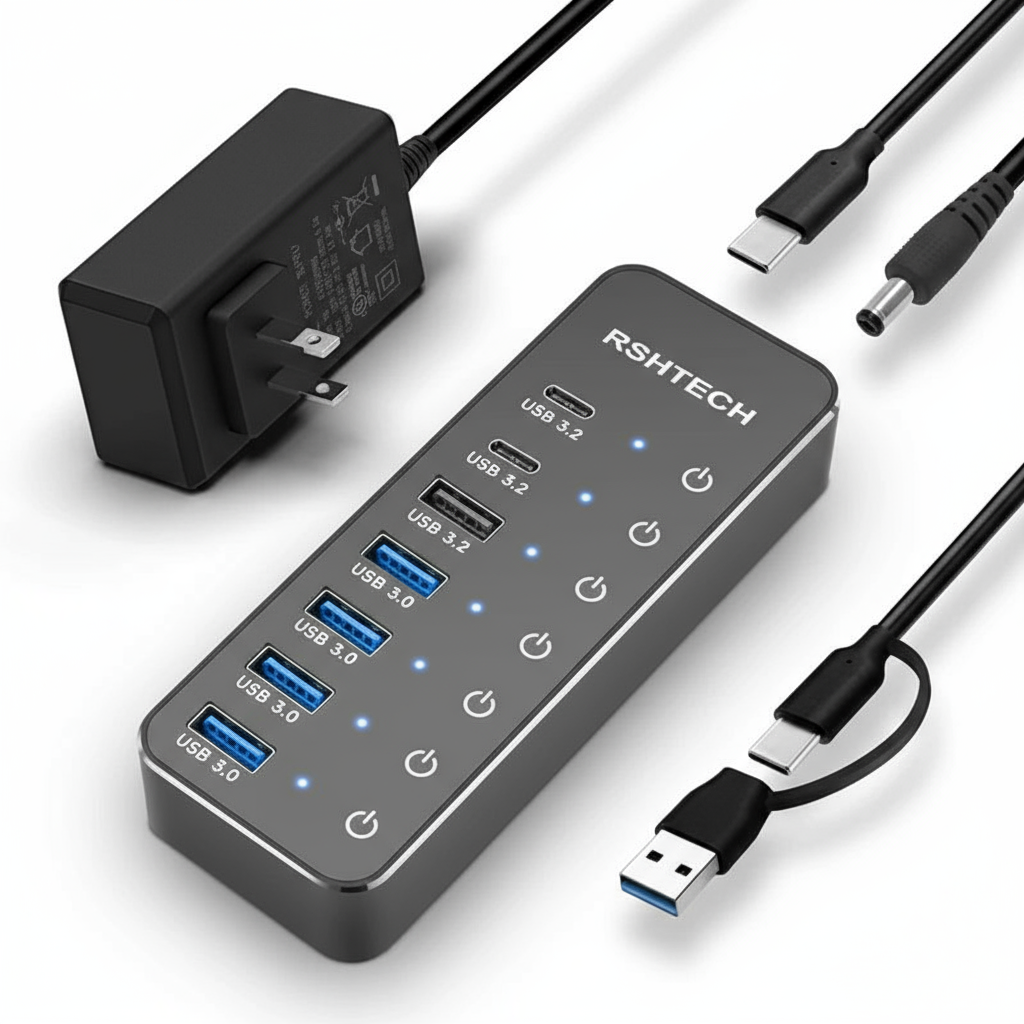USB Extension with Individual Touch On/Off Switches