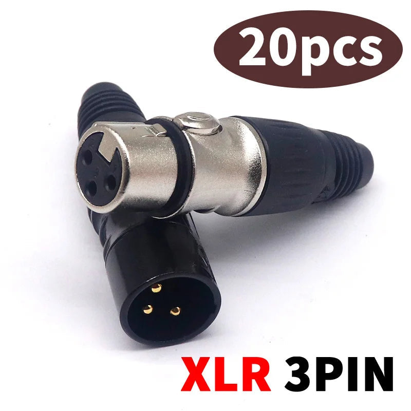 20 Pack XLR 3 Pin Microphone Connectors by Snagg A Cable Plug