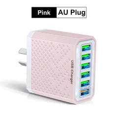 3.1A Pink USB Fast Charger 6 IN 1 AU Plug by Snagg An Adapter