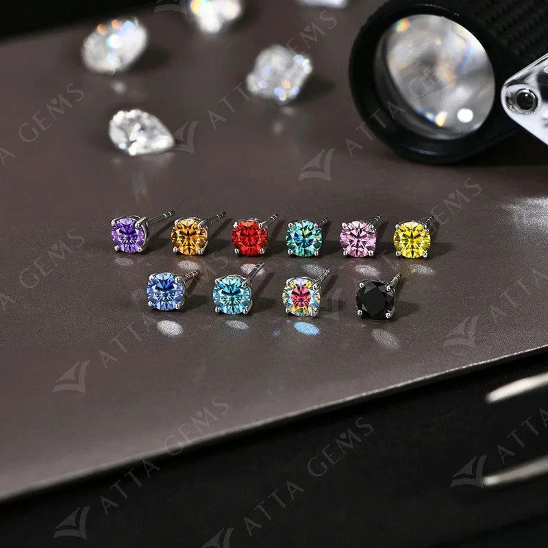 0.5CT Colored Moissanite Stud Earrings