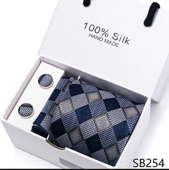 Solid Colour Necktie with Matching Handkerchief & Cufflinks - SB254 - Others In Fashion
