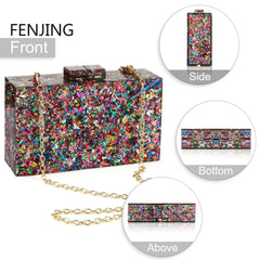 Multicolor Acrylic Geometric Box Clutch
