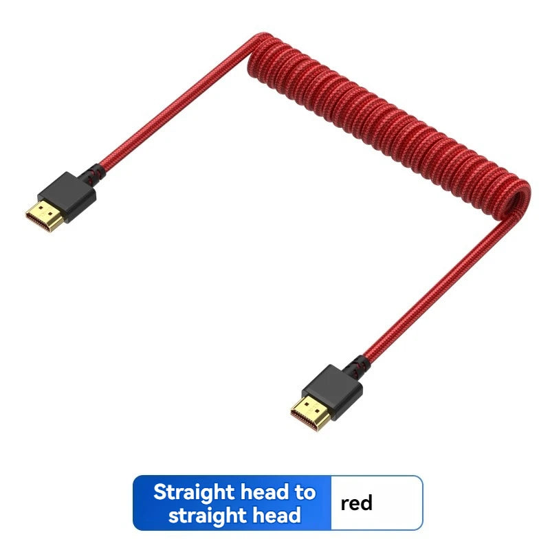 8K/4K Spring Coiled HDMI Cable with Elbow – For Digital Camera, Stabiliser & Monitor