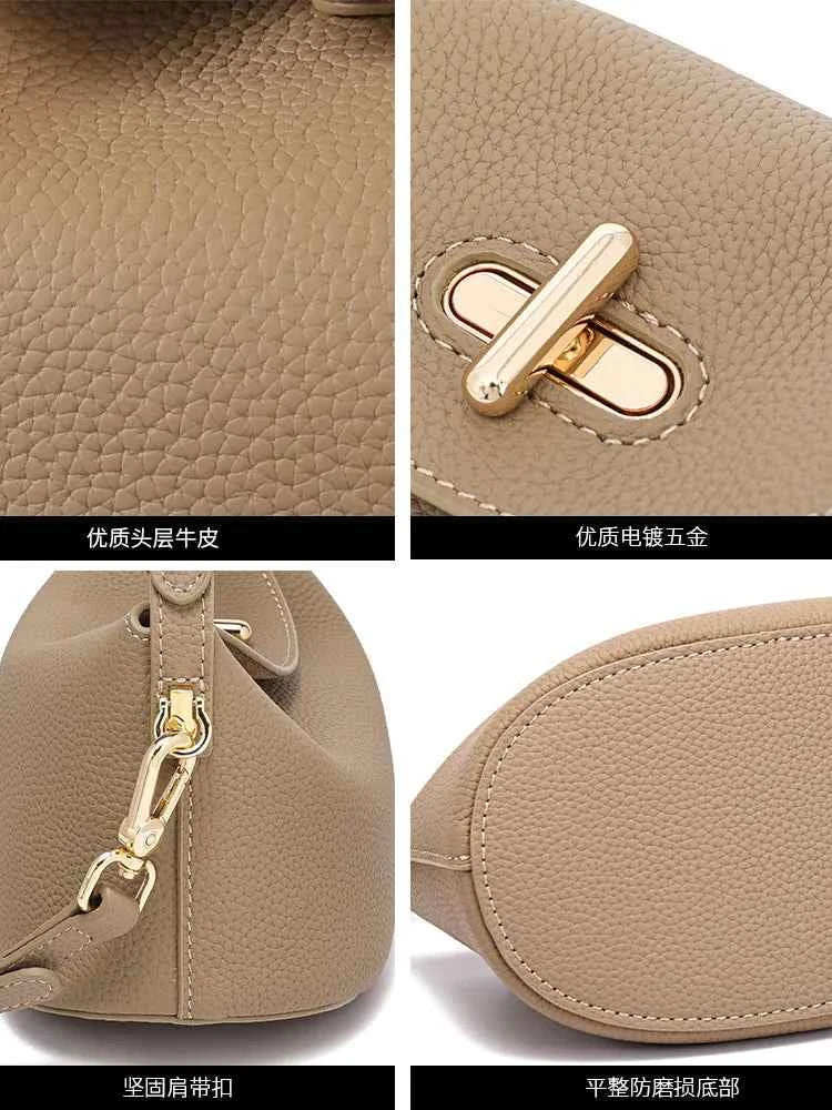Genuine Leather Minimalist Crossbody Bag – Small Luxury Fashion Handbag & Shoulder Bag for Women (24×11×11cm)
