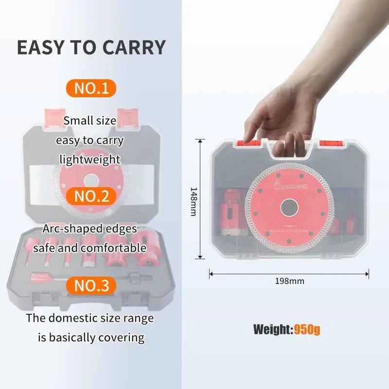 Professional Vacuum Brazed Diamond Drilling & Cutting Kit | M14 Thread Core Bits & Saw Blade Set