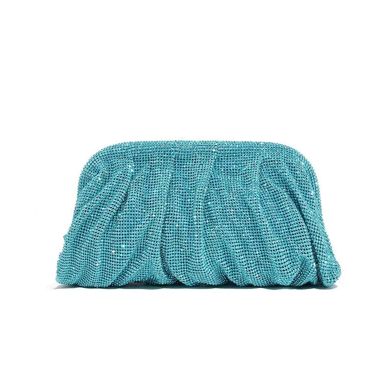 Shiny Rhinestone Crystal Fold Evening Clutch