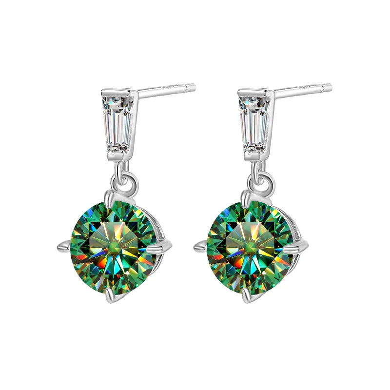 2CT True Teal Moissanite Drop Earrings