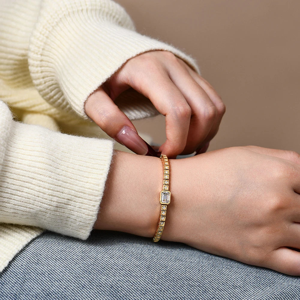 Emerald Cut Moissanite Tennis Bracelet - Bracelets