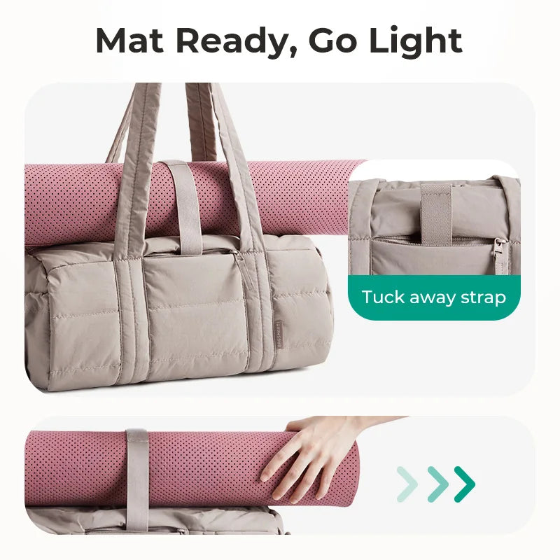 Women's Quilted Gym & Travel Duffle Bag – Yoga Mat Carrier with Wet & Dry Pocket for Sport & Weekend (18L)