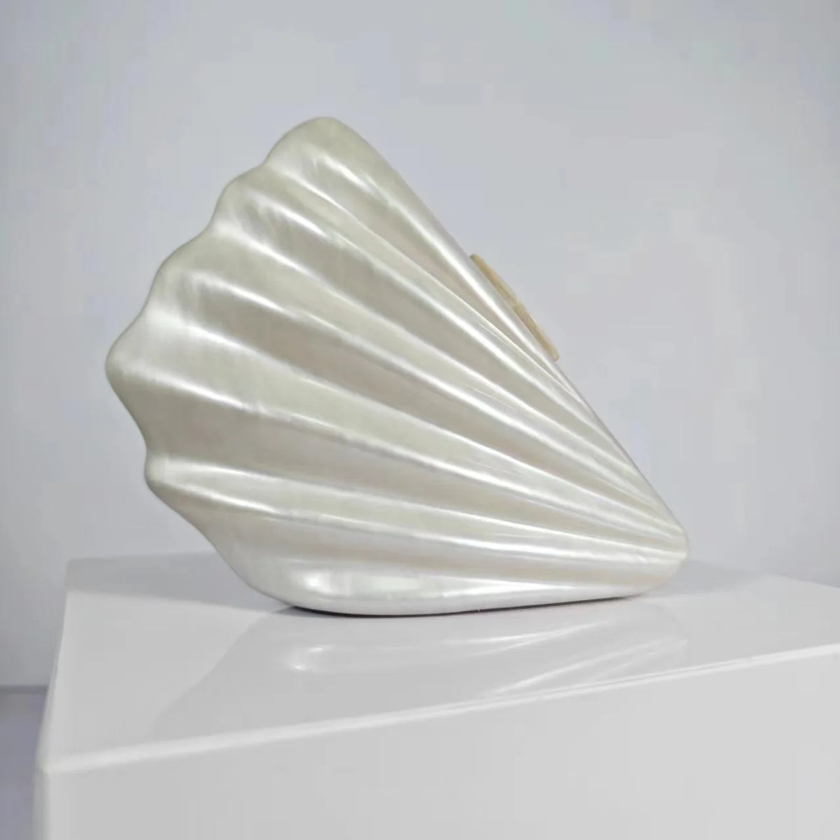 Shell Brown Acrylic Marble Box Clutch