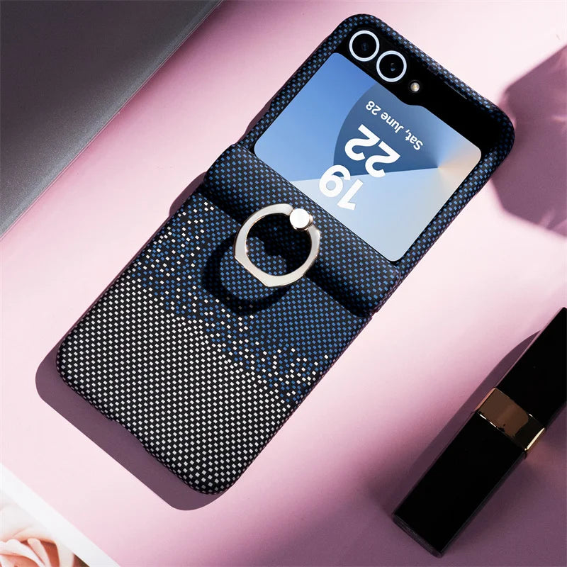 Carbon Fiber Texture Magsafe Case For Samsung Galaxy Z Flip 7 6 5 by Snagg A Phone Case