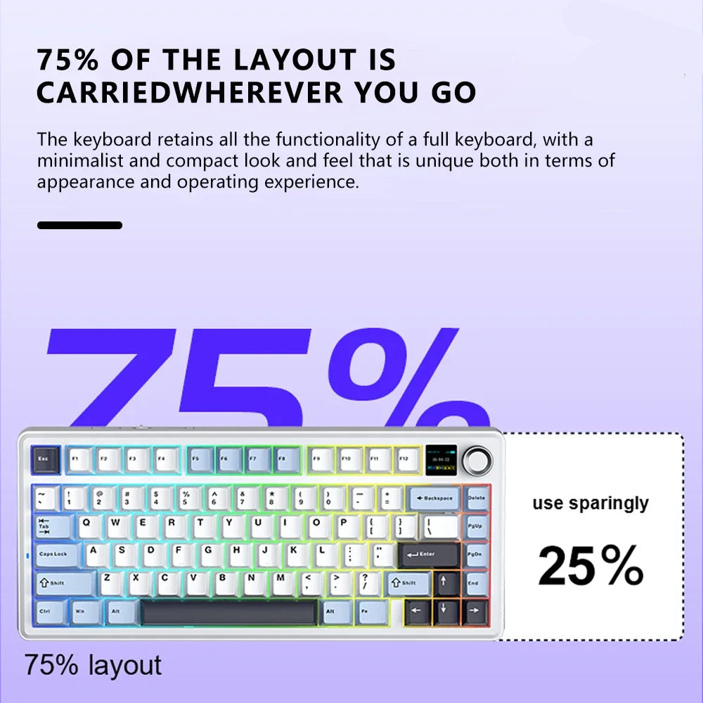 75% Mechanical Gaming Keyboard Tri-Mode Wired/Bluetooth/2.4G Connection by Snagg A Keyboard