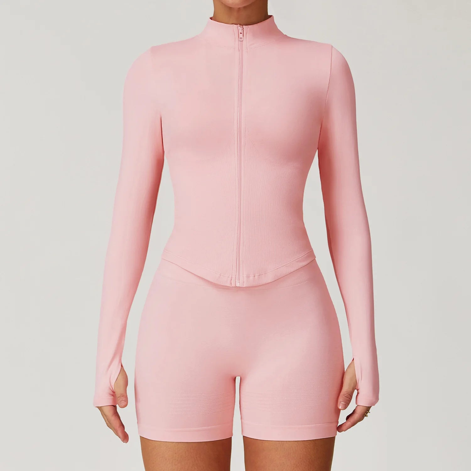 Women's Zipper Long Sleeve Yoga Jacket | Quick-Dry Seamless Crop Sports Top Gym Running Wear