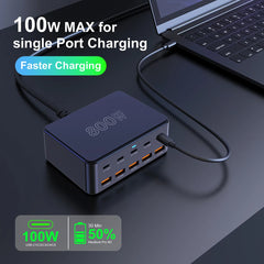 800W GaN 10-Port Charging Station | 100W PD3.0 PPS QC3.0 USB-C Fast Charger iPhone Samsung MacBook