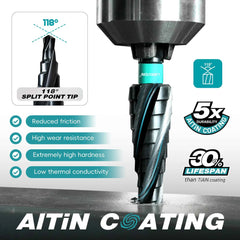3 PCs Professional Four Spiral Step Drill Bit Set & M35 Cobalt Industrial Cutter Kit