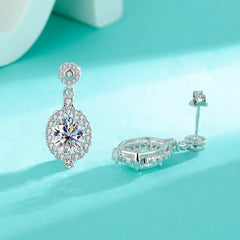 1.5CT Oval Moissanite Drop Earrings