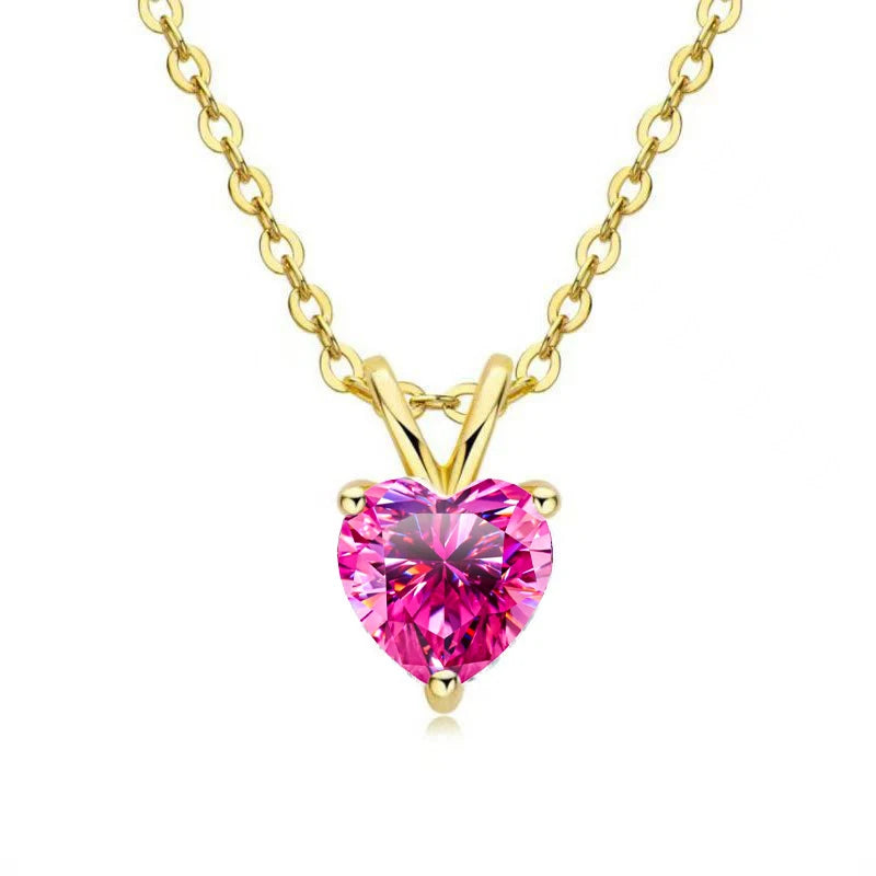 2ct Green Moissanite Heart Necklace