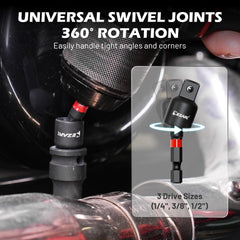 14 Pcs Impact Socket Adapter Set – Quick-Release & Magnetic Drill Bit Extensions with Swivel & Right Angle Adapters