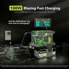 Power source charger for Ryobi 18V batteries with OLED display – image 3