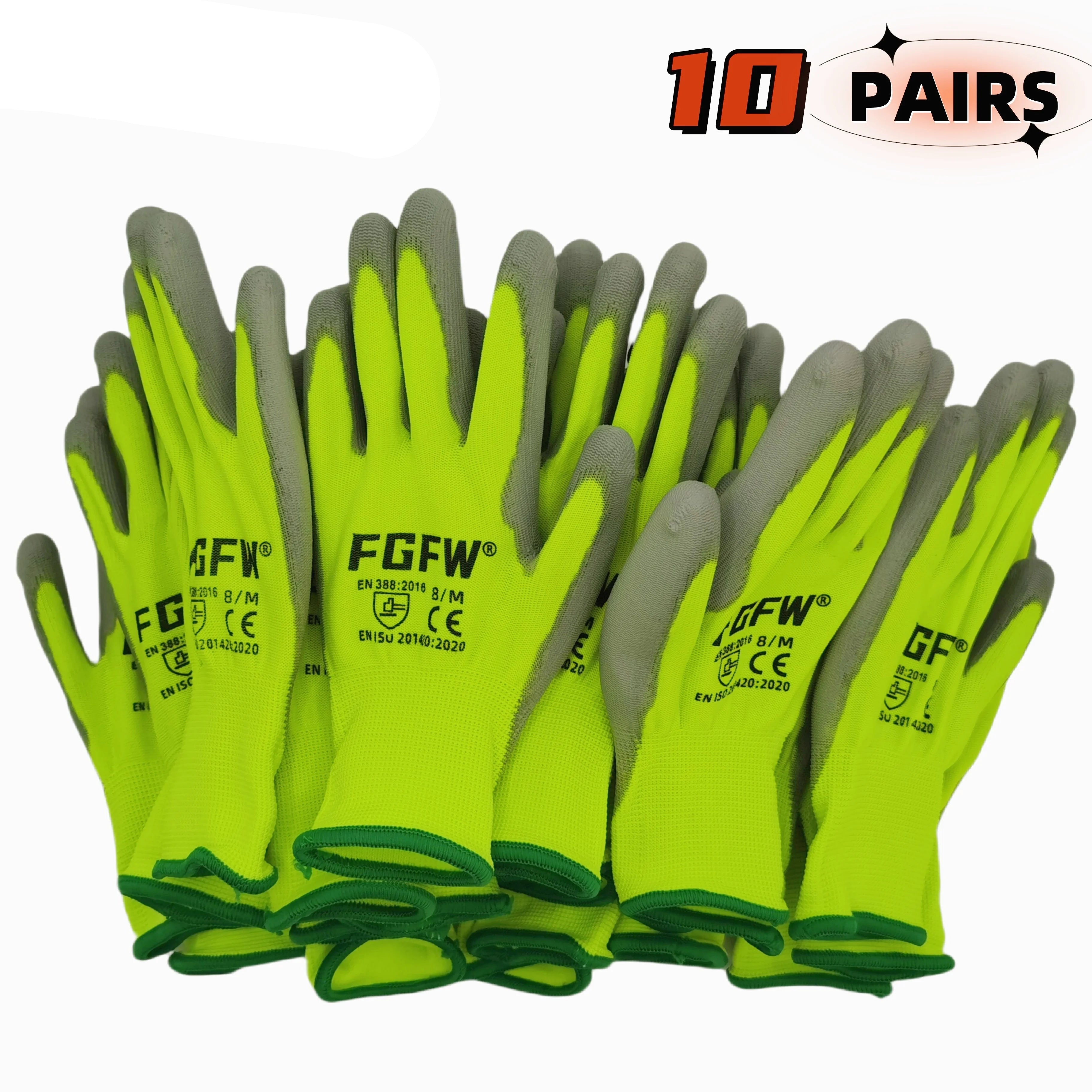 10 Pairs PU Coated Work Gloves by Snagg A Gloves