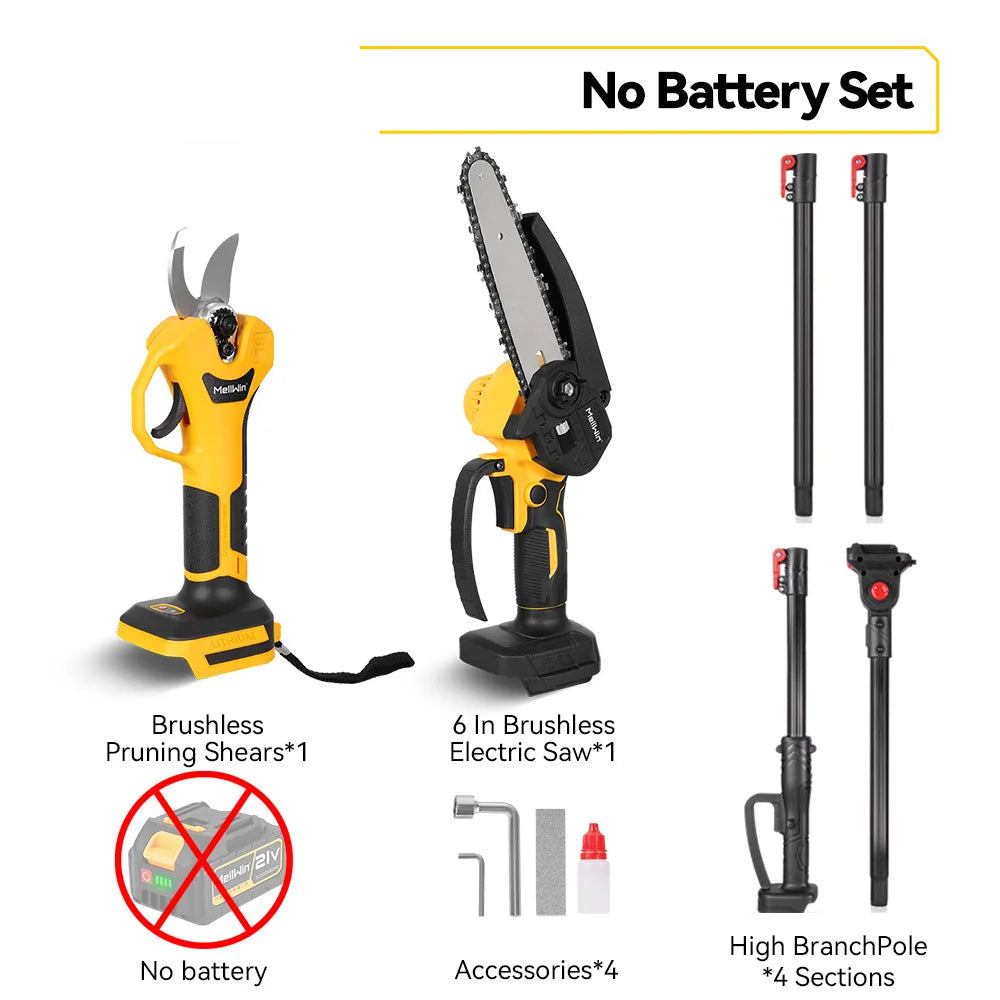 MELLWIN 2-in-1 Telescoping Electric Chainsaw & Pruner