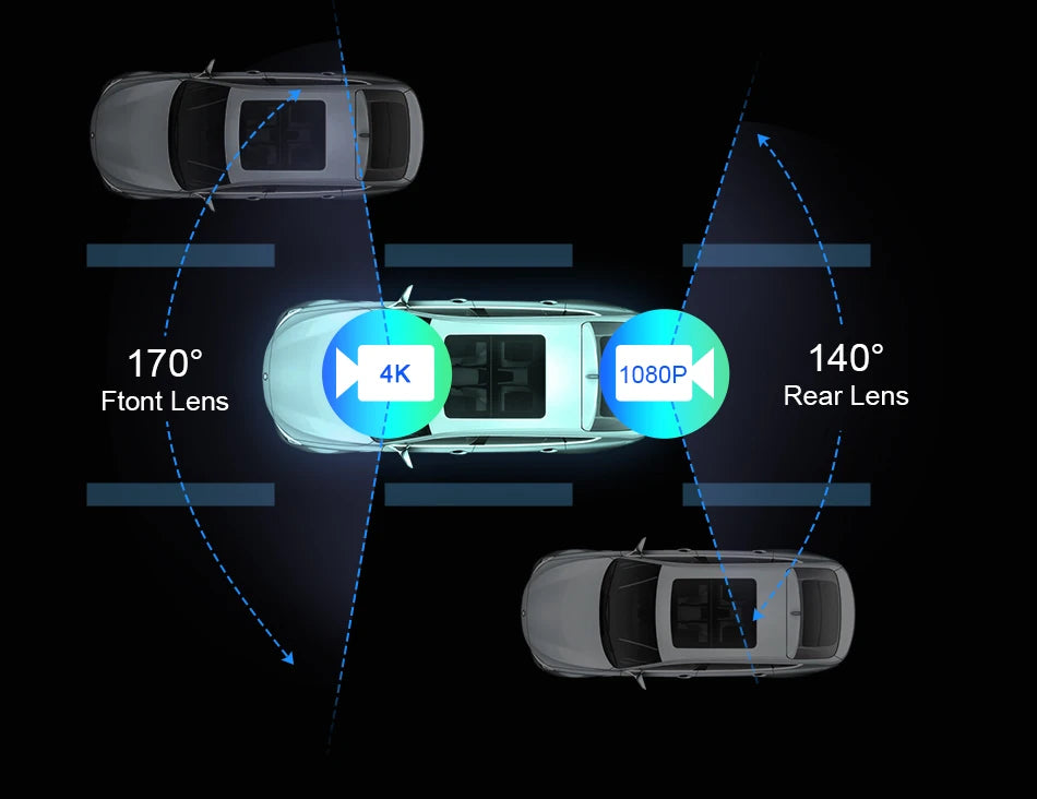 10/11.26 inch Dash Cam 4K Car DVR Wireless Carplay & Android Auto GPS Navigation Video Recorder Dashboard Dual Lens