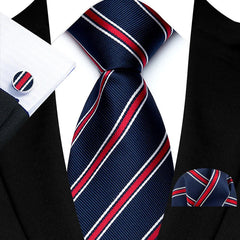 Luxury Business Tie Set — 8cm Men’s Formal Striped Necktie with Matching Accessories