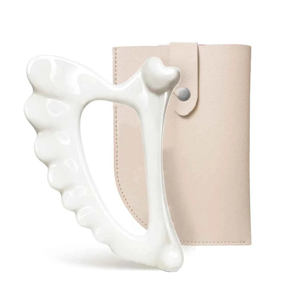 Ergonomic Ceramic Gua Sha Board – Korea Angle Wing Face & Body Sculpting Tool