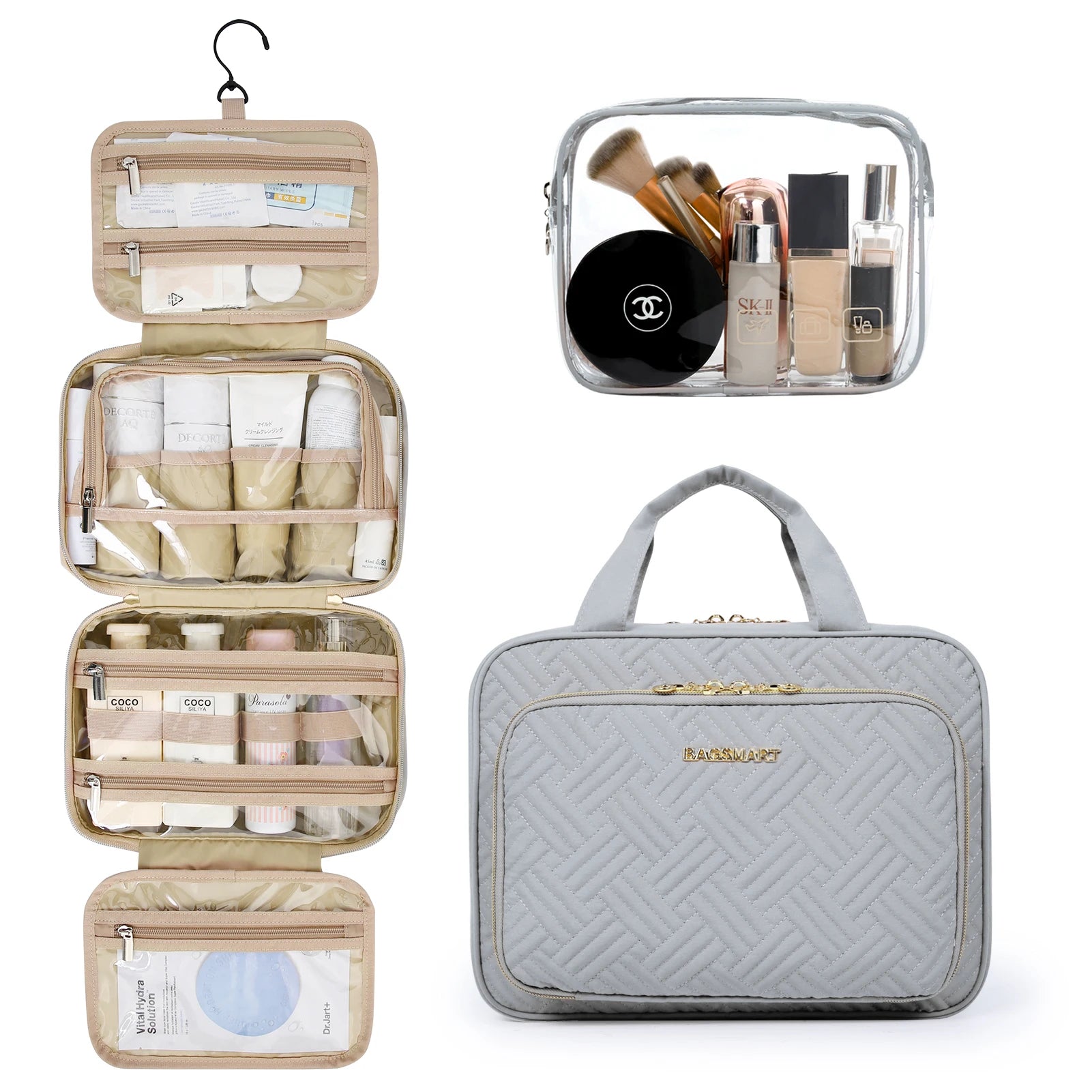 2-Piece Multifunction Makeup & Cosmetic Bag Set – Large Capacity Portable Travel Organiser for Women