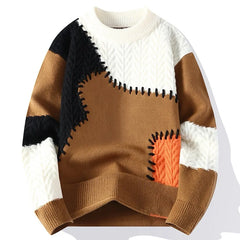 Men’s Patchwork Knit | Winter Loose Streetwear Pullover
