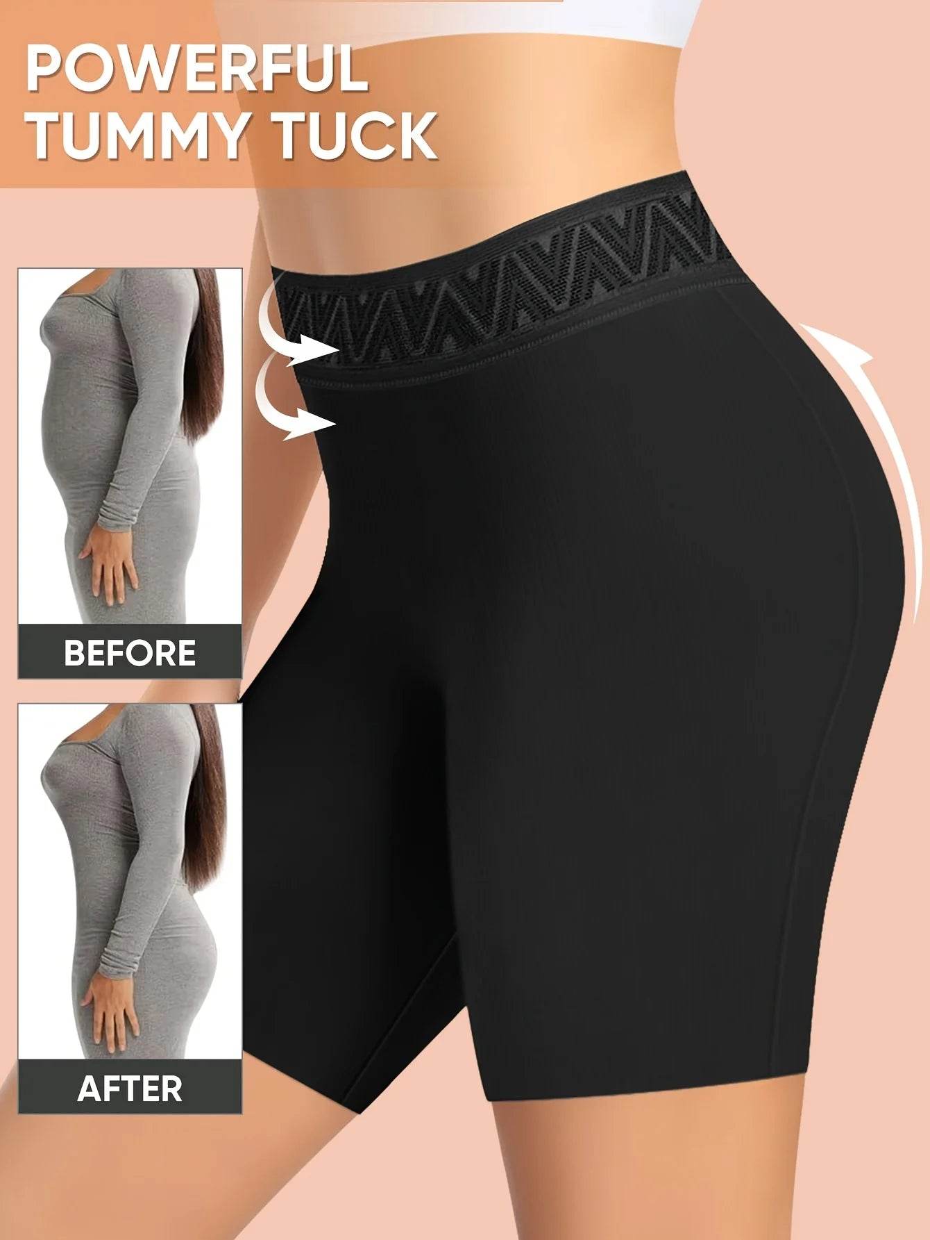 3pcs Women's High-Waist Shaping Shorts - Peach Lift, Tummy Control, Breathable & Comfortable Nylon Blend Underwear in Beige, - SnaggIt