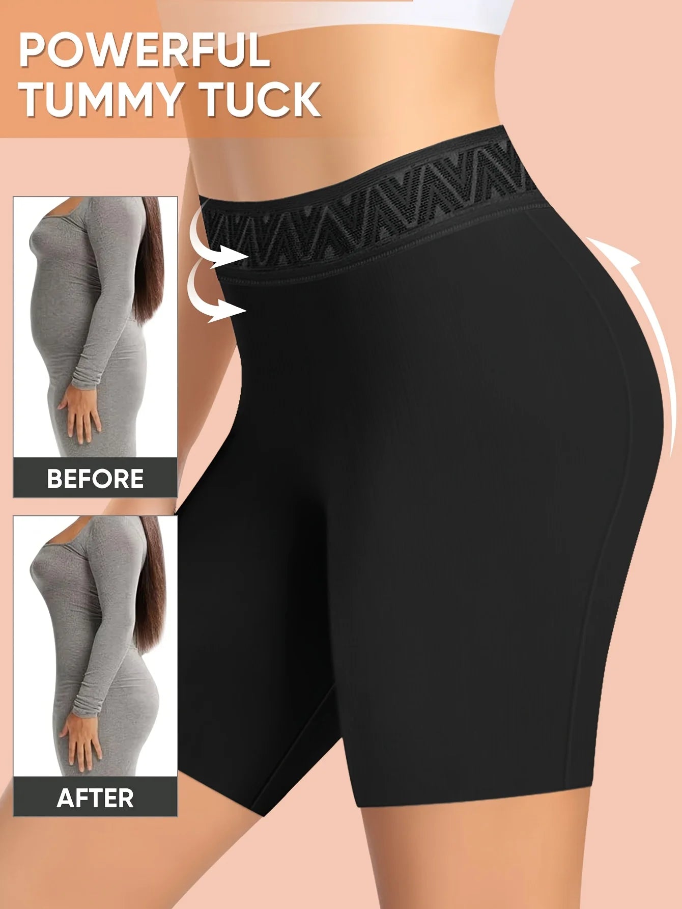 3pcs Women’s High-Waist Shaping Shorts - Peach Lift Tummy Control Breathable & Comfortable Nylon Blend Underwear