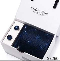 Solid Colour Necktie with Matching Handkerchief & Cufflinks - SB260 - Others In Fashion