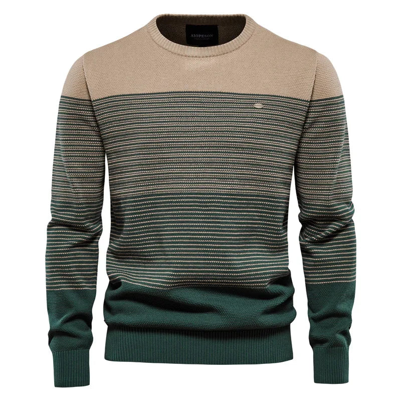Men’s Spliced Cotton-Lycra Pullover | Premium O-Neck Winter Knitted Sweater