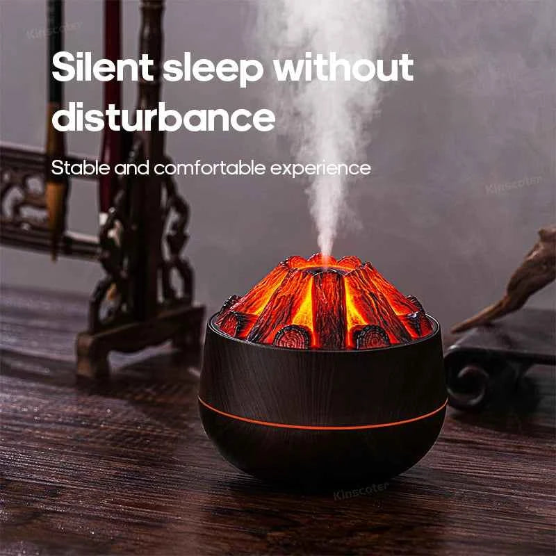 Ultrasonic Charcoal Flame Aroma Humidifier – 300ml