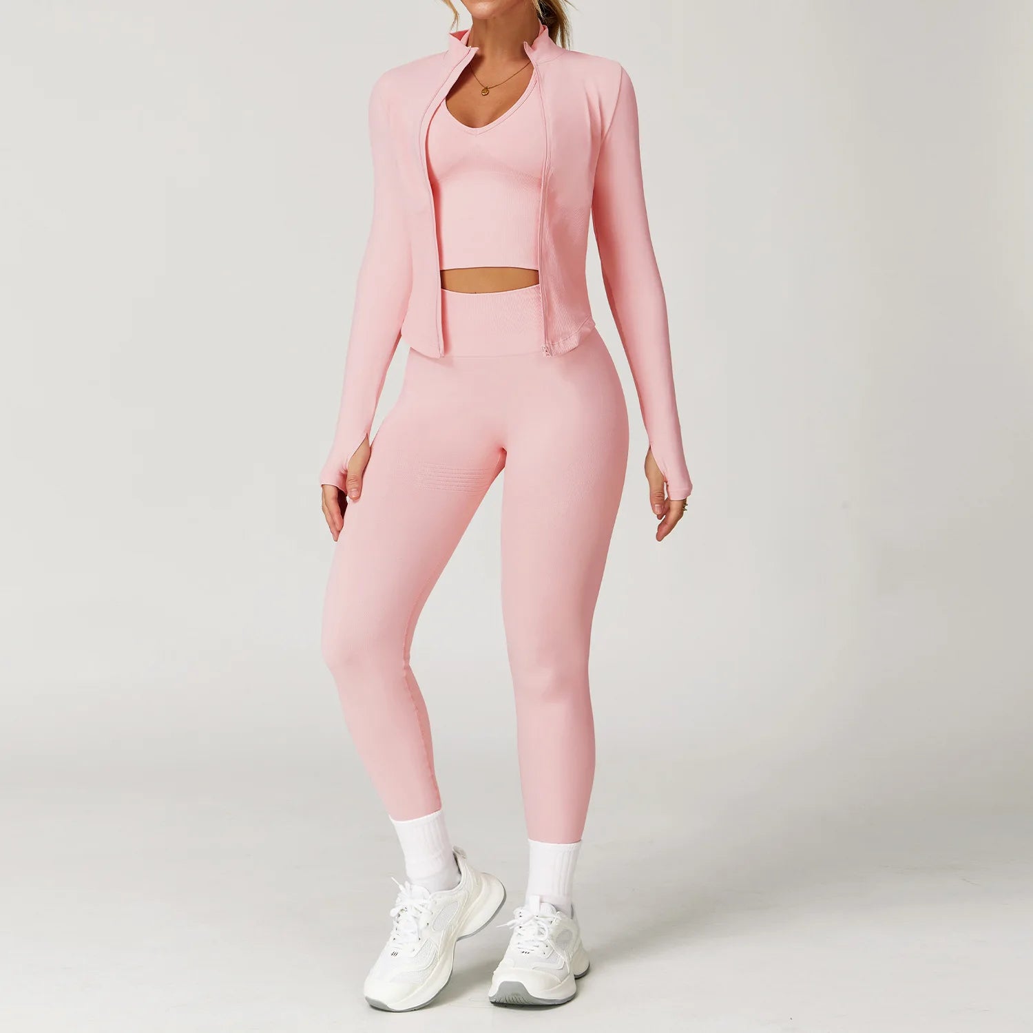 Women's 2/3/4-Piece Seamless Yoga Set | Long Sleeve Tracksuit Sports Bra Gym Leggings Activewear